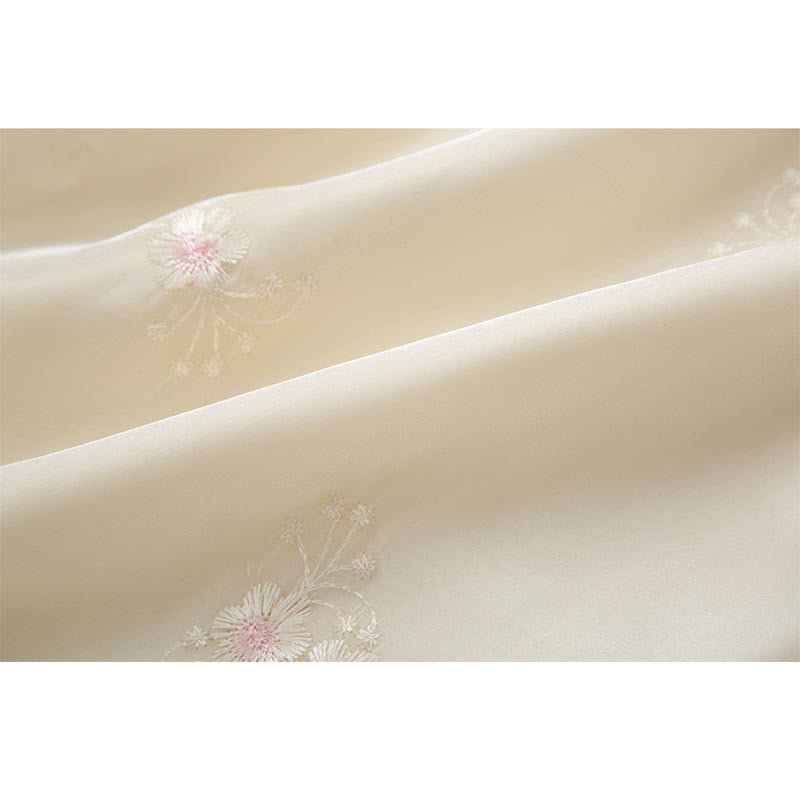 Chemise Hanfu vintage à boucle et jupe plissée avec broderie de grue rose