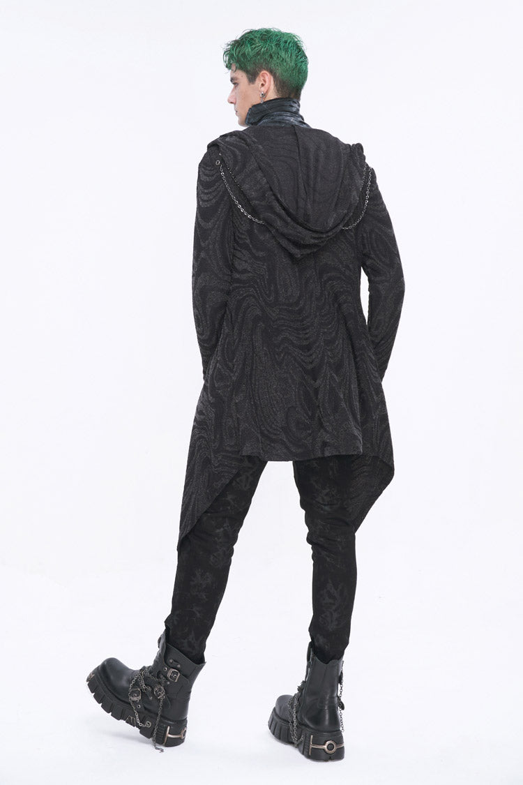 Gothic Hooded Coat with Multi-Chain Back Detail