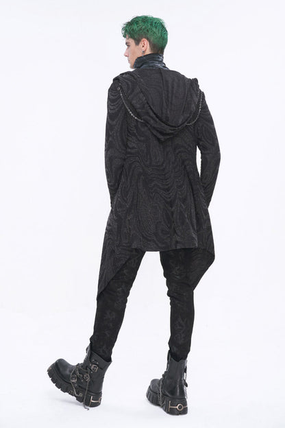 Gothic Hooded Coat with Multi-Chain Back Detail