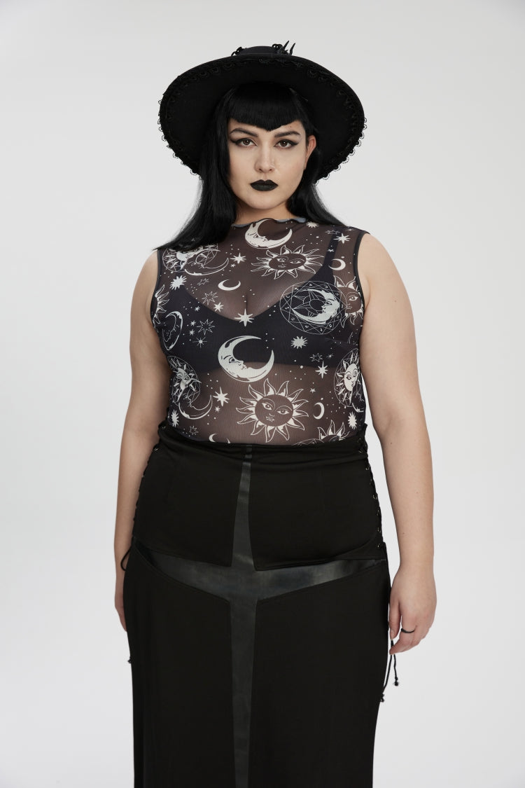 Mesh Eyelet Gothic Top for Women