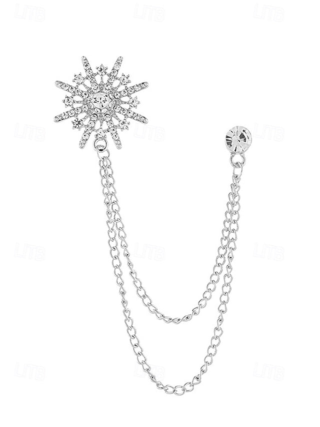 Star with Chains Pin Lapel – Stylish Crystal Gold Elegant