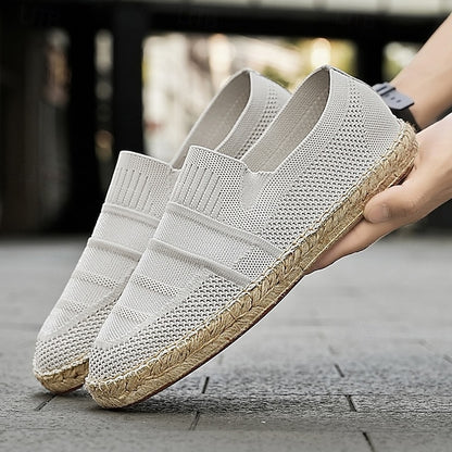 Men's Beige Vacation Espadrilles with Woven Design –