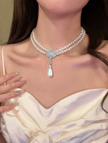 Bridal Double-Layer Jewelry – Necklace Elegant Pearl Set