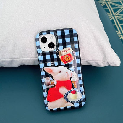 Blue Checker Rabbit Phone Case - IPhone Case