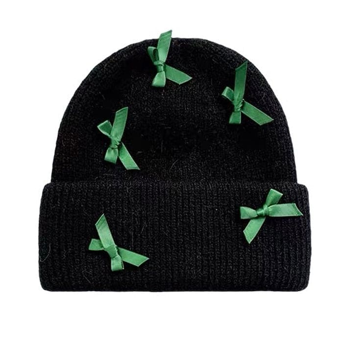 Bows Knit Hat - Standart / Black - Hats