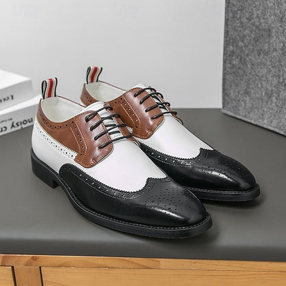 Dress Men's Wingtip White Oxford with Shoes Brown and