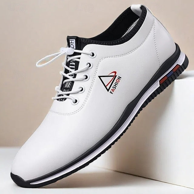 Men's White and Black Lace-Up Sneakers – Trendy Sports