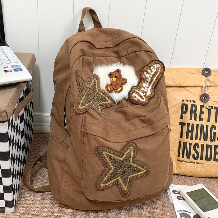 Brown Bear Star Backpack - Standart / Brown - Backpacks