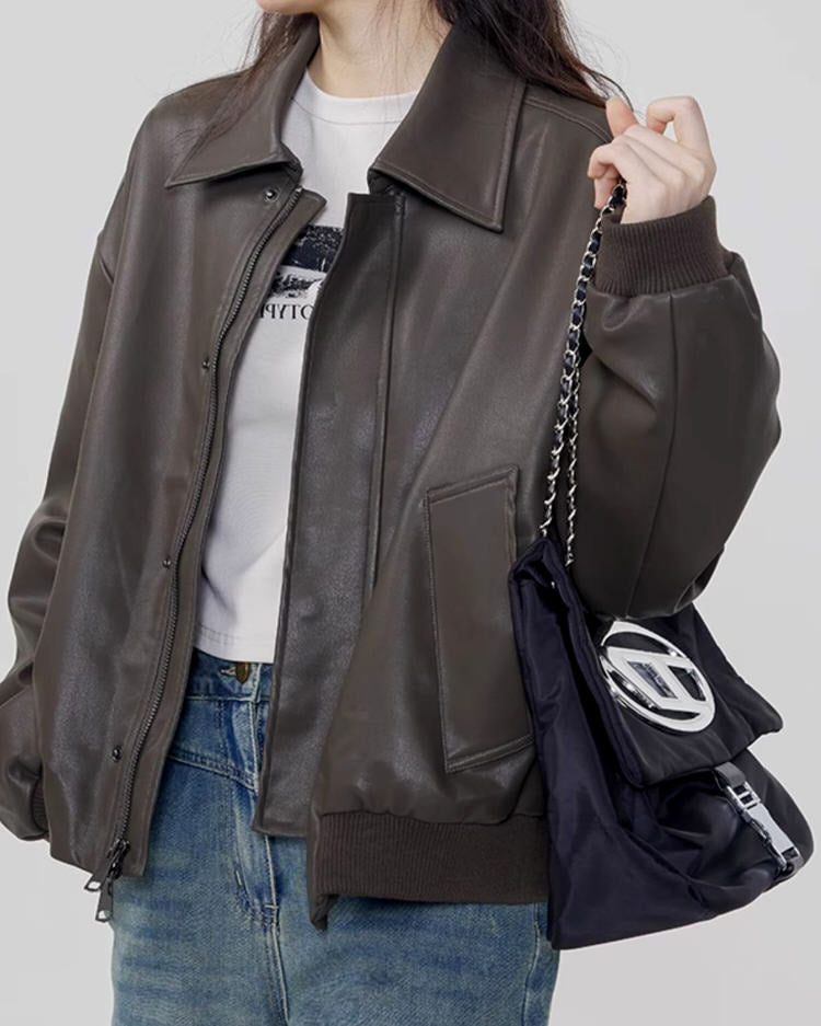 Vintage Leather Bomber Jacket