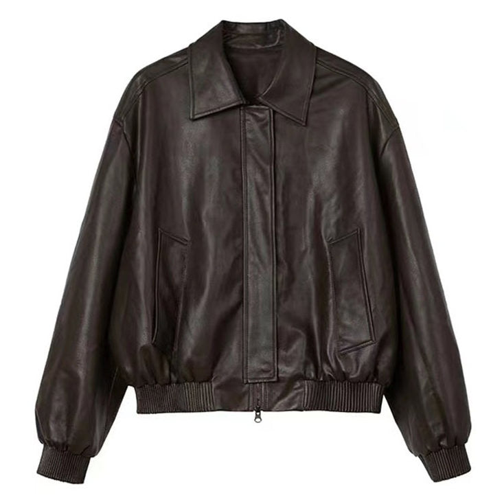 Blouson aviateur en cuir vintage