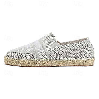 Men's Beige Vacation Espadrilles with Woven Design –