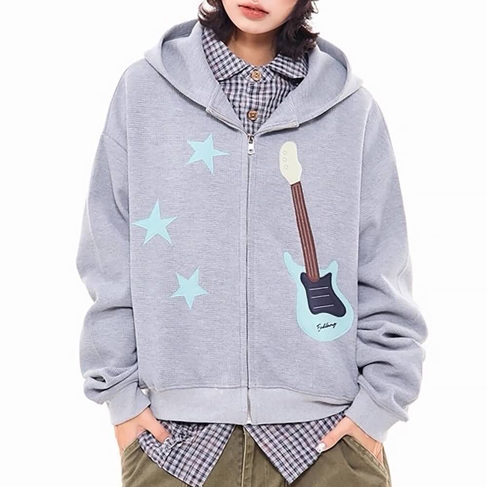 bunny ears hoodie with guitar patch boogzel clothing