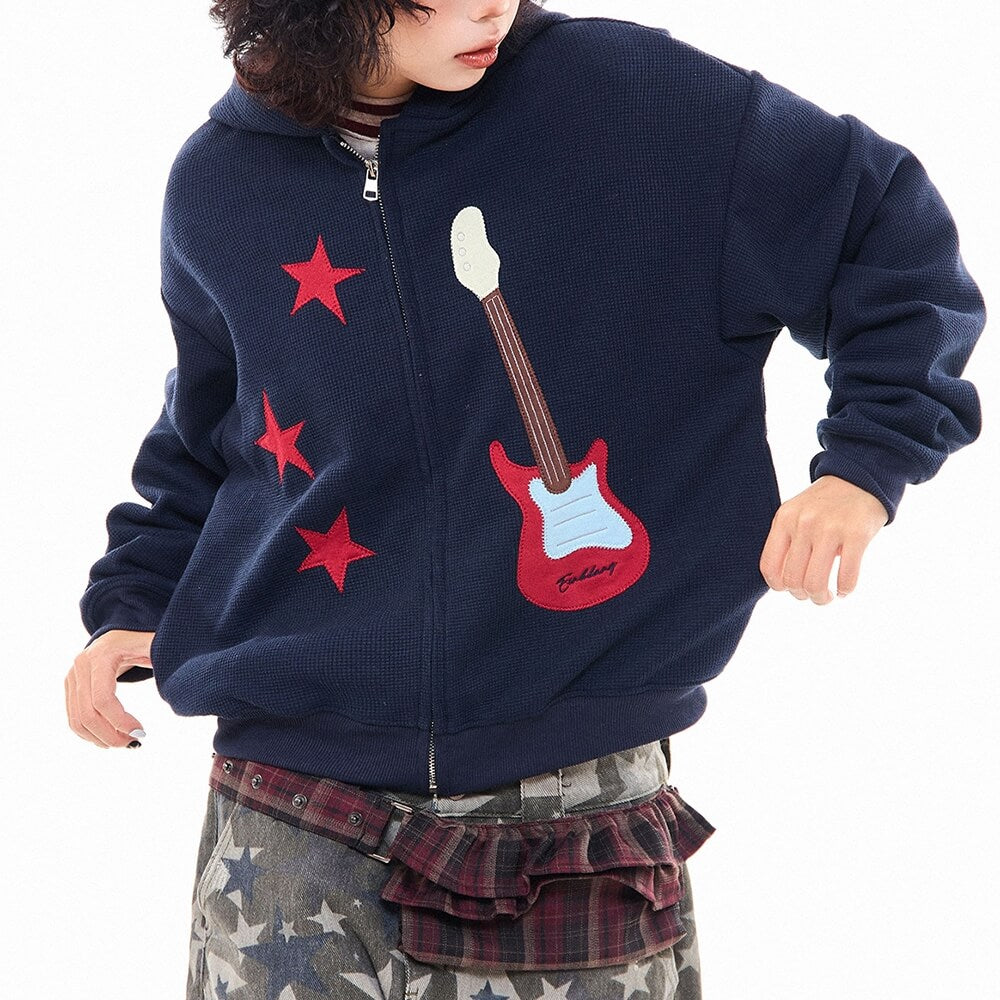 bunny ears hoodie with guitar patch boogzel clothing