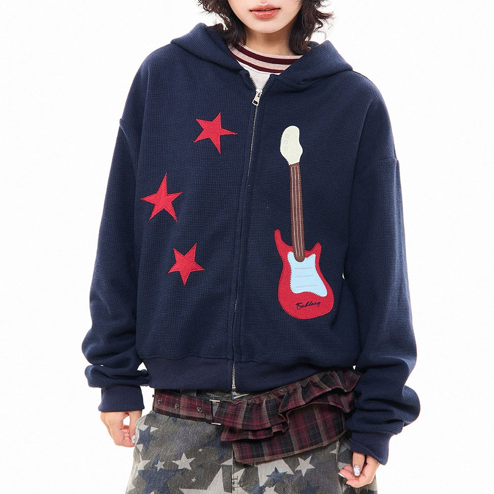 bunny ears hoodie with guitar patch boogzel clothing
