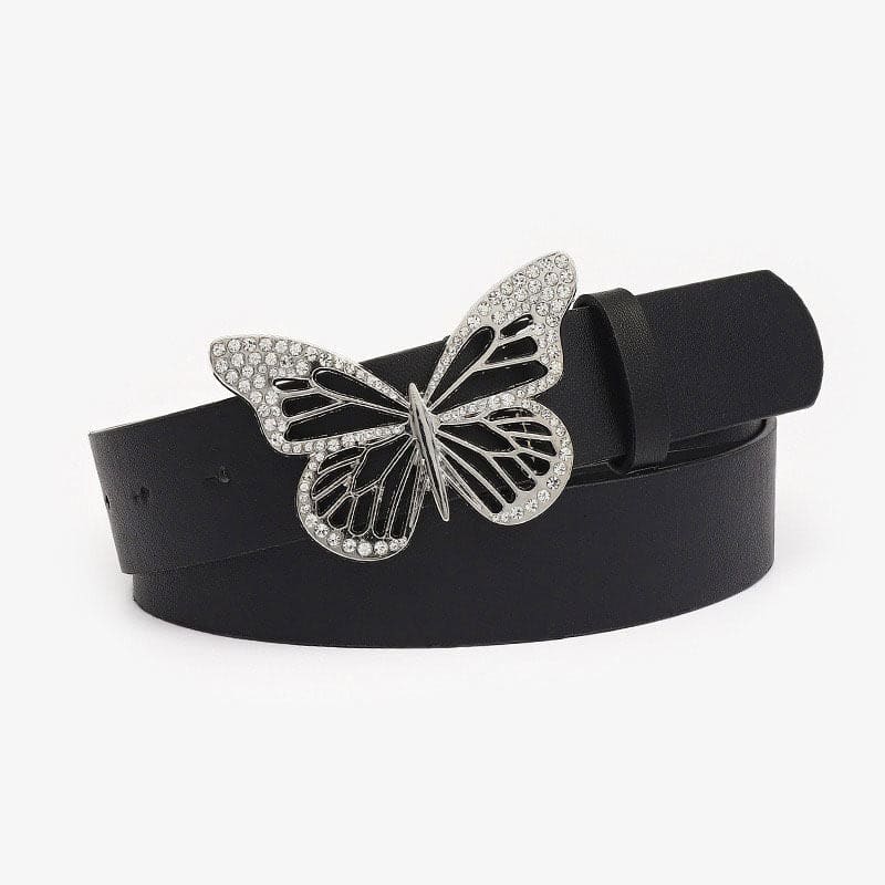 Butterfly Rhinestone Buckle Belt - Belts