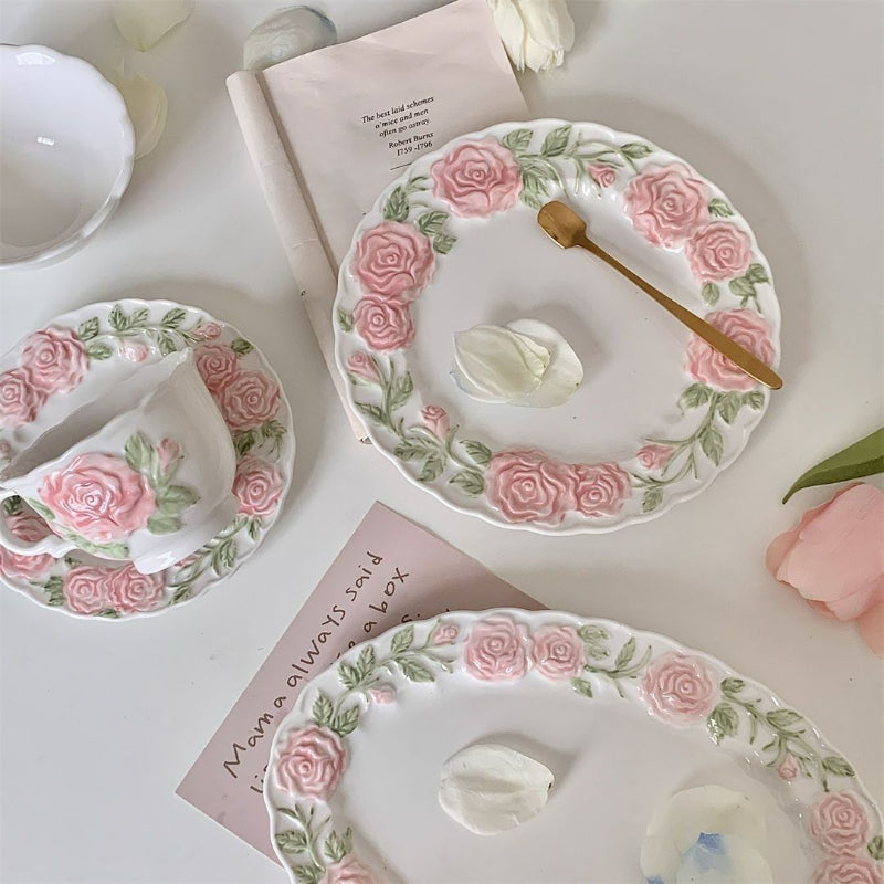 Pink Retro Roses Cup and Saucer ON1460