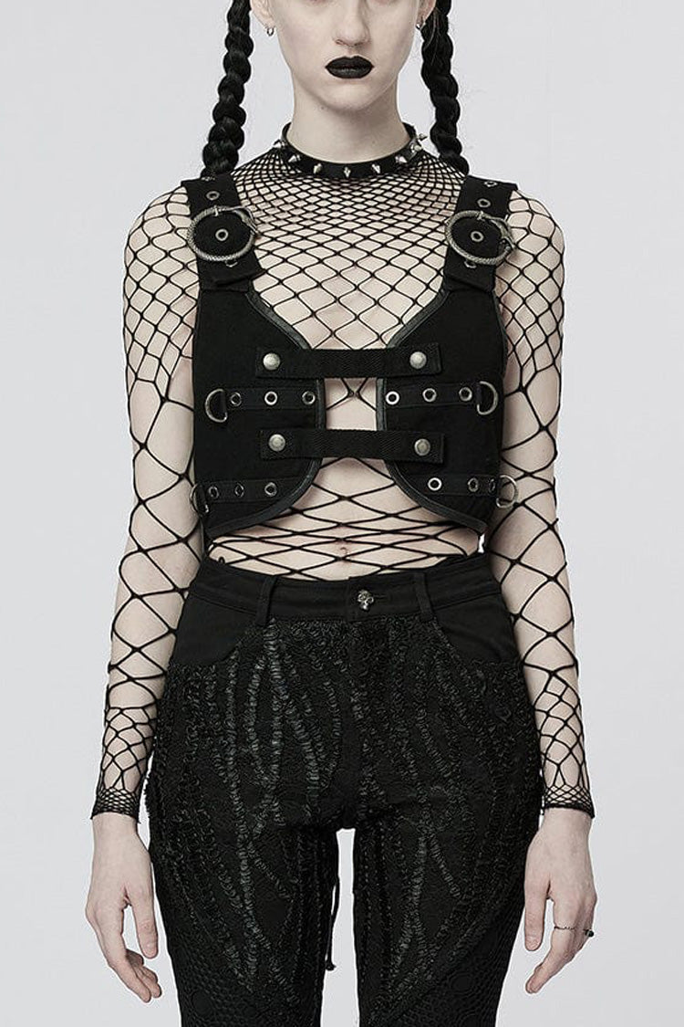 Steampunk Vest with Snake Buckle and Metal Accents for Her