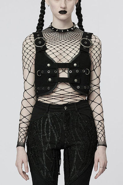 Steampunk Vest with Snake Buckle and Metal Accents for Her