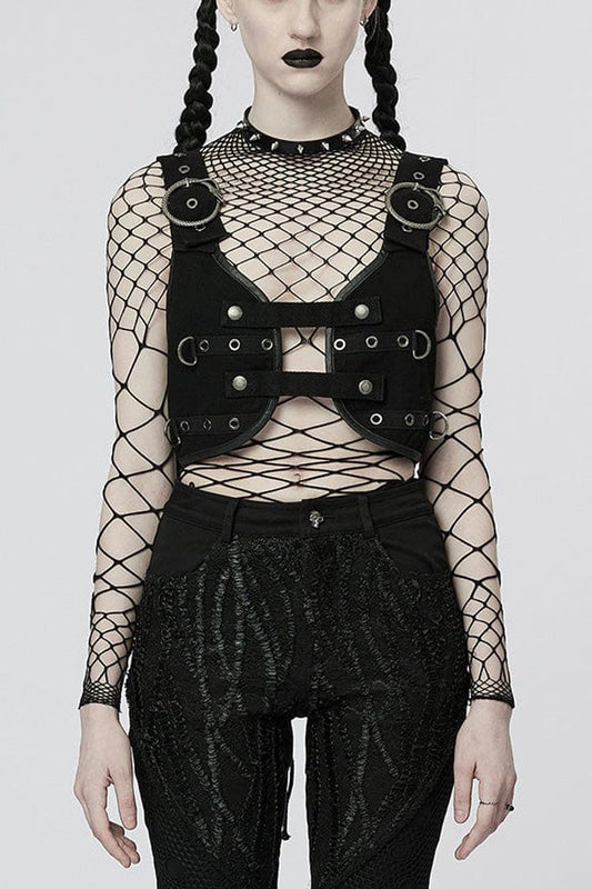 Steampunk Vest with Snake Buckle and Metal Accents for Her