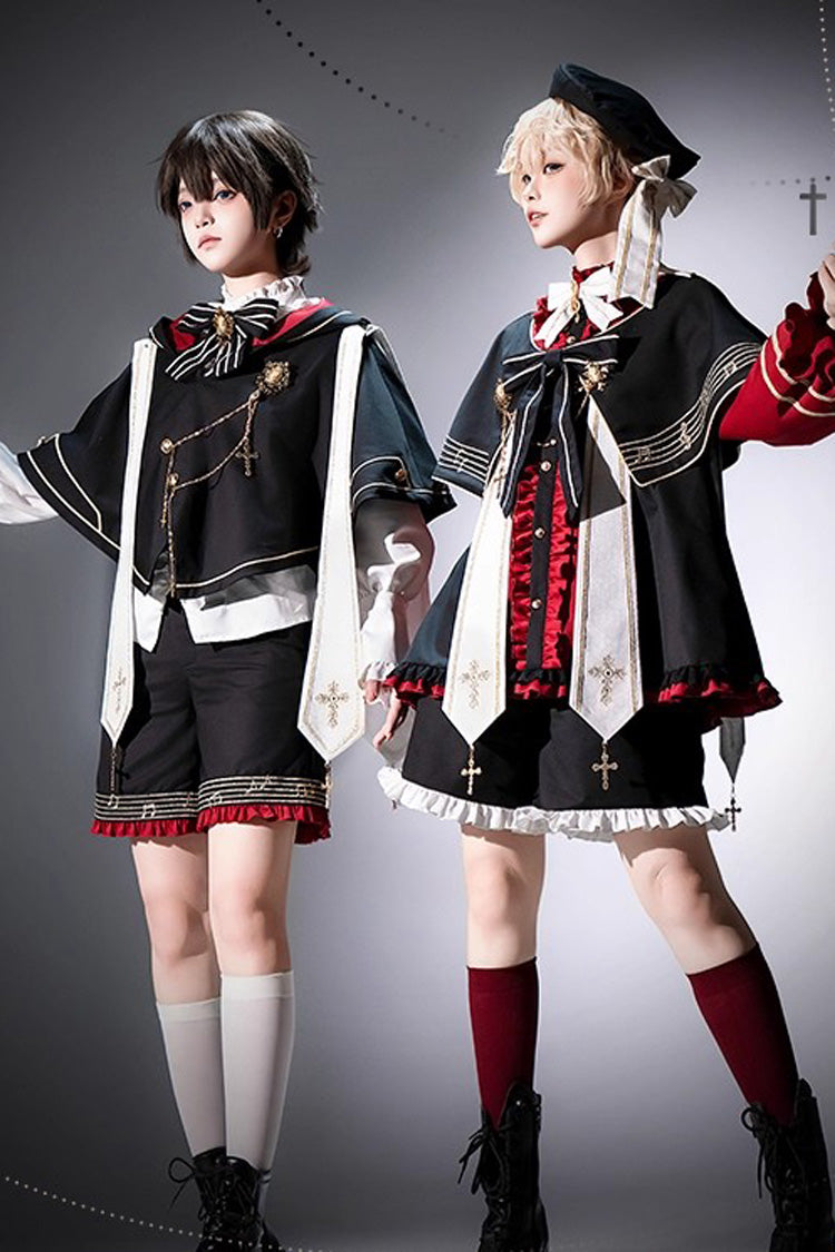 Church Choir Ouji Prince Lolita Set, Gothic Elegance - Noir