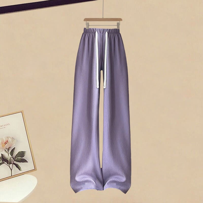 Set Pieces Three Pants Crop Loose Top Shirt Stripe