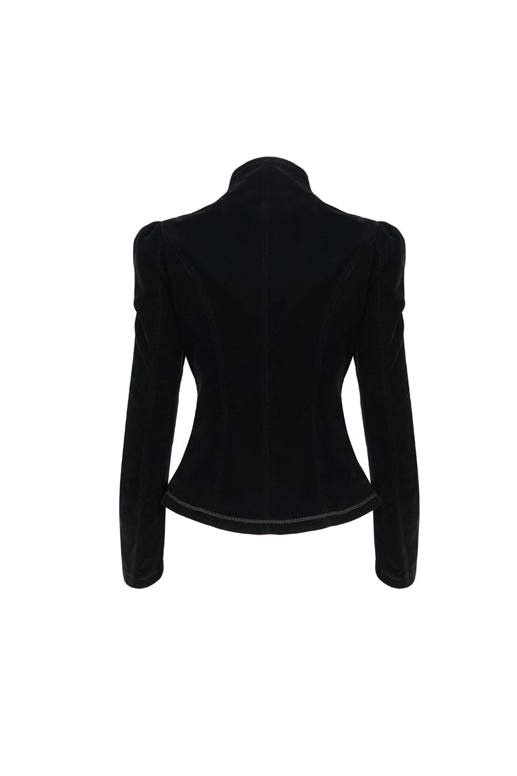 Women's Gothic Jacket with Velvet Applique and Zipper