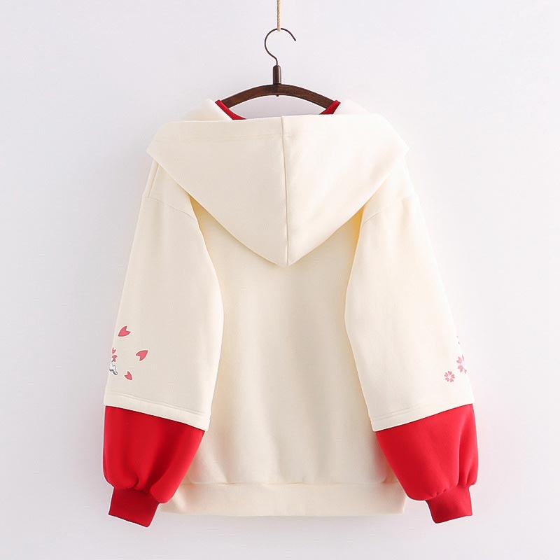 Floral Rabbit Print Plush Sweatshirt