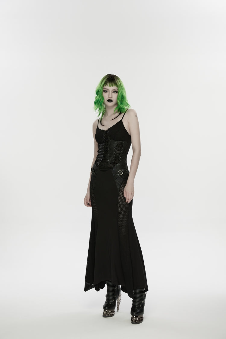 Lace-Up Buckled Eyelet Punk Jsk Dress