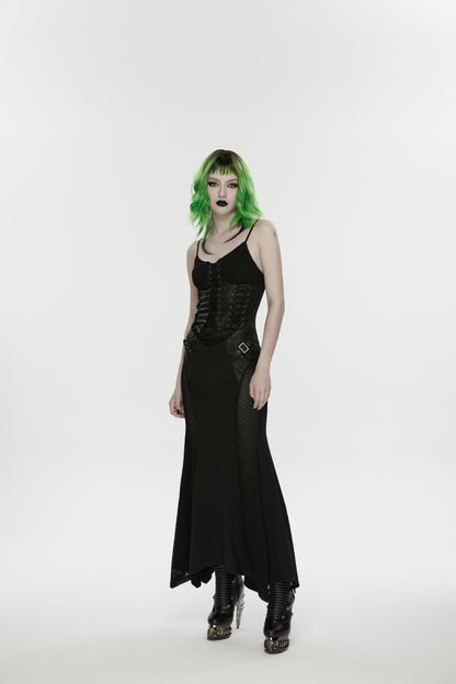 Lace-Up Buckled Eyelet Punk Jsk Dress