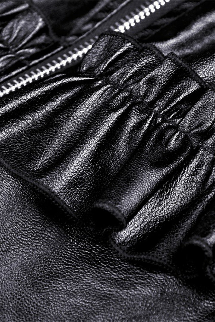 Layered Strap Gothic Dress with Buckles and Zippers