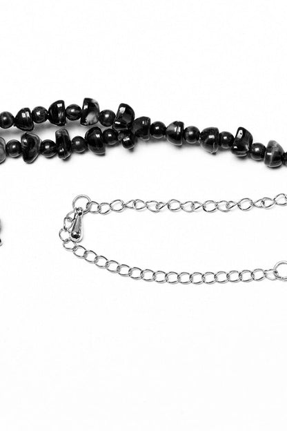 Beaded Cross Black Asymmetric Punk Necklace Women's