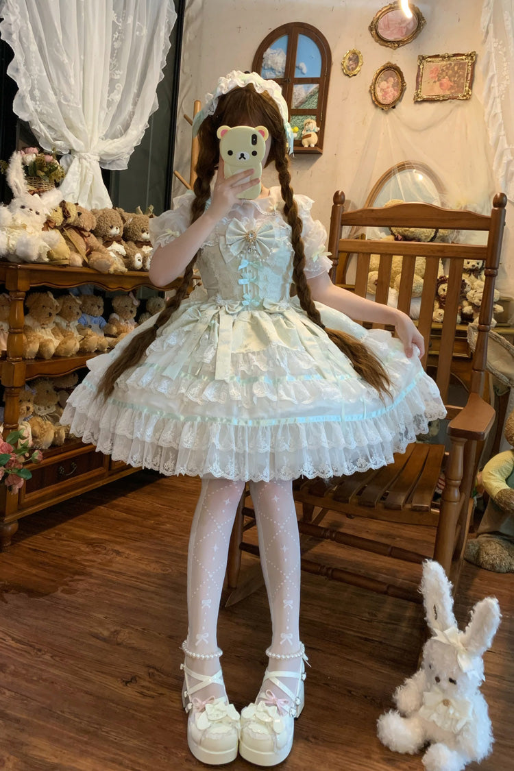 Emerald High-Waist Pearl Ballet Lolita JSK - Snow Kissed