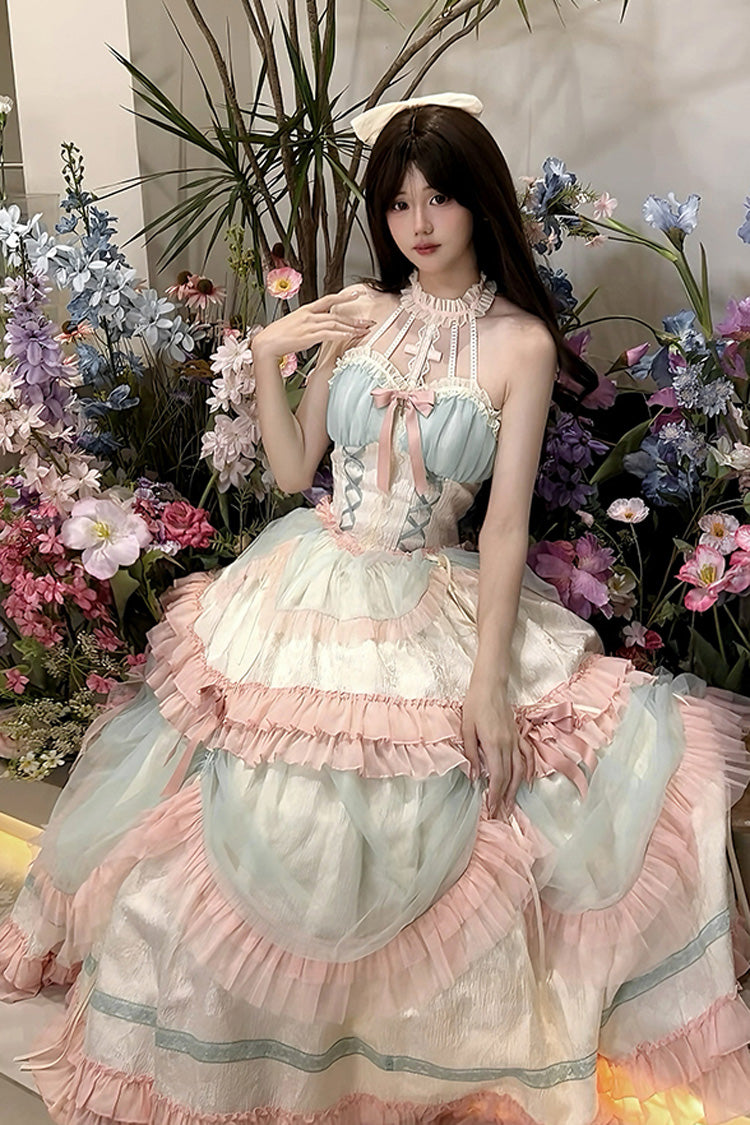 Mermaid Halter Ruffle Lace-Up Sweet Lolita Gown