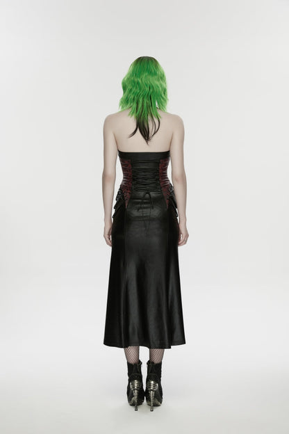 Halterneck Sleeveless Lace-Up Slim Buckled Punk Dress
