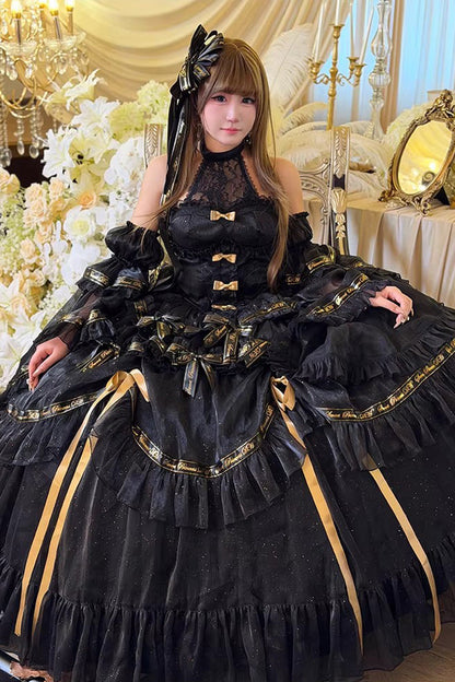 Double-Layered Ruffled Princess JSK with Bow Accents