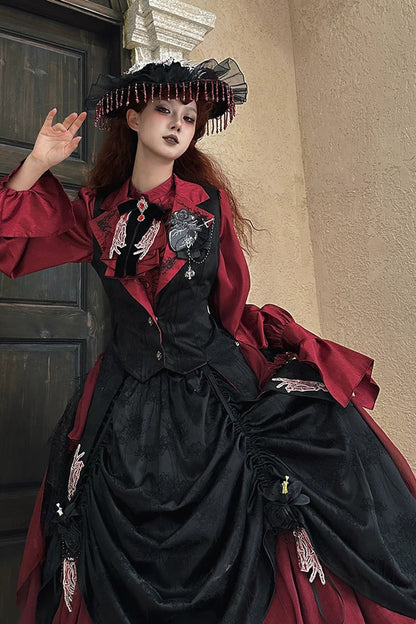 Moonlit Return Boned Gothic Elegant Lolita Skirt - Noir