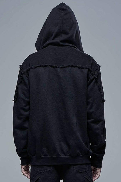 Lace-Up Front Long Sleeve Knit Hooded Jacket