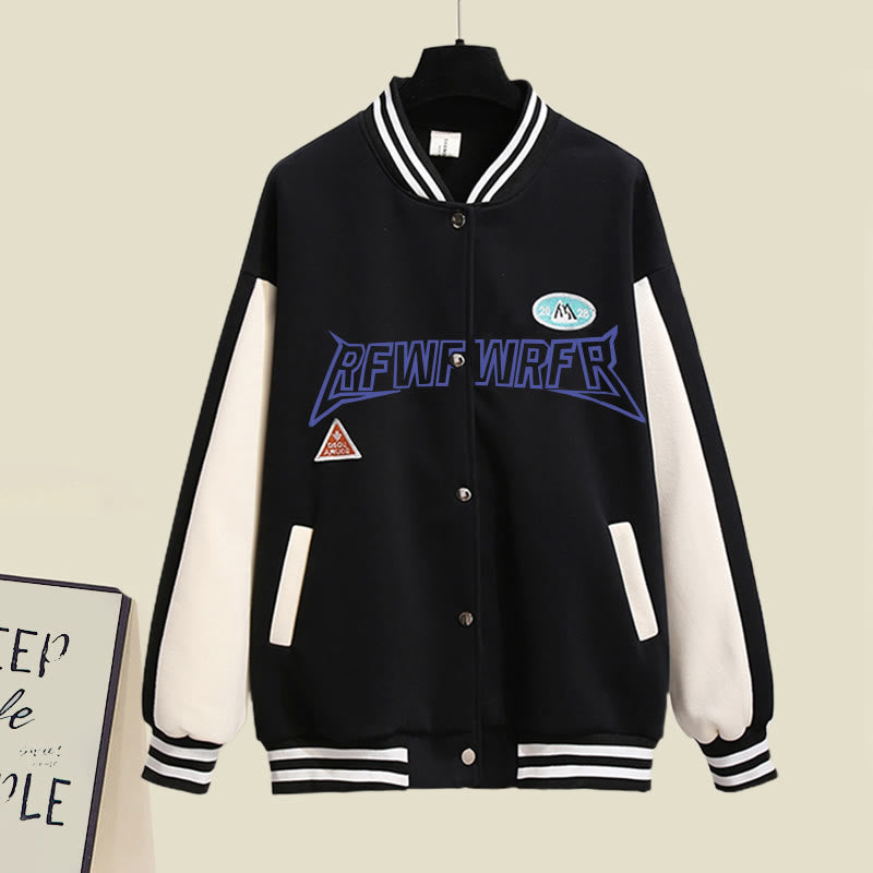 Letter Baseball Jacket Hoodie Pants Set