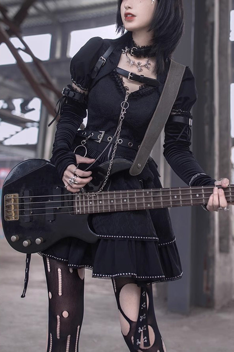 Black Gothic Punk Lolita JSK Dress with Letter Print