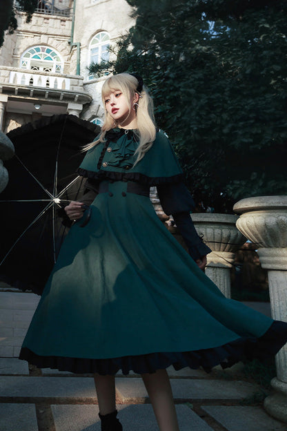 Emerald Potions School Long Sleeves Ruffle Bowknot Sweet Elegant Lolita Two-Piece