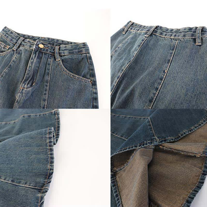 Irregular Flouncing T-Shirt Denim Skirt Pants