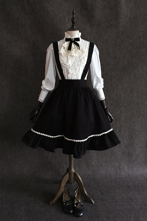 Black Gothic Lolita Suspender Skirt with Devil Motif