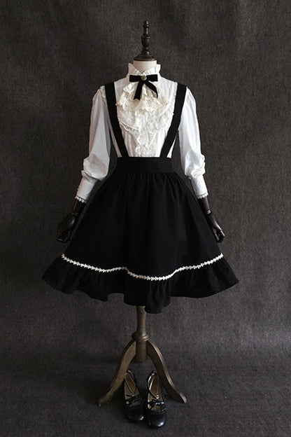 Black Gothic Lolita Suspender Skirt with Devil Motif