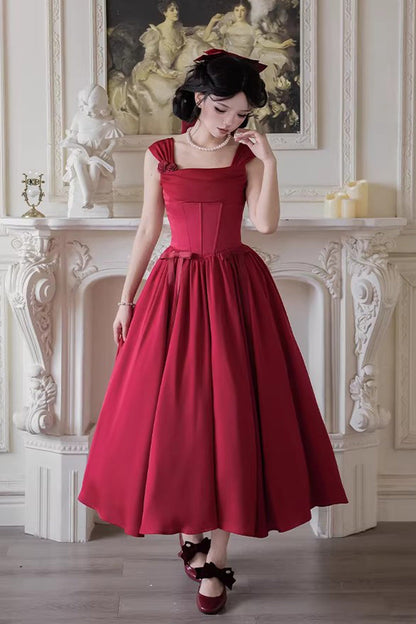 Fishbone Vintage Elegant Jumper Dress Set - Red With Love