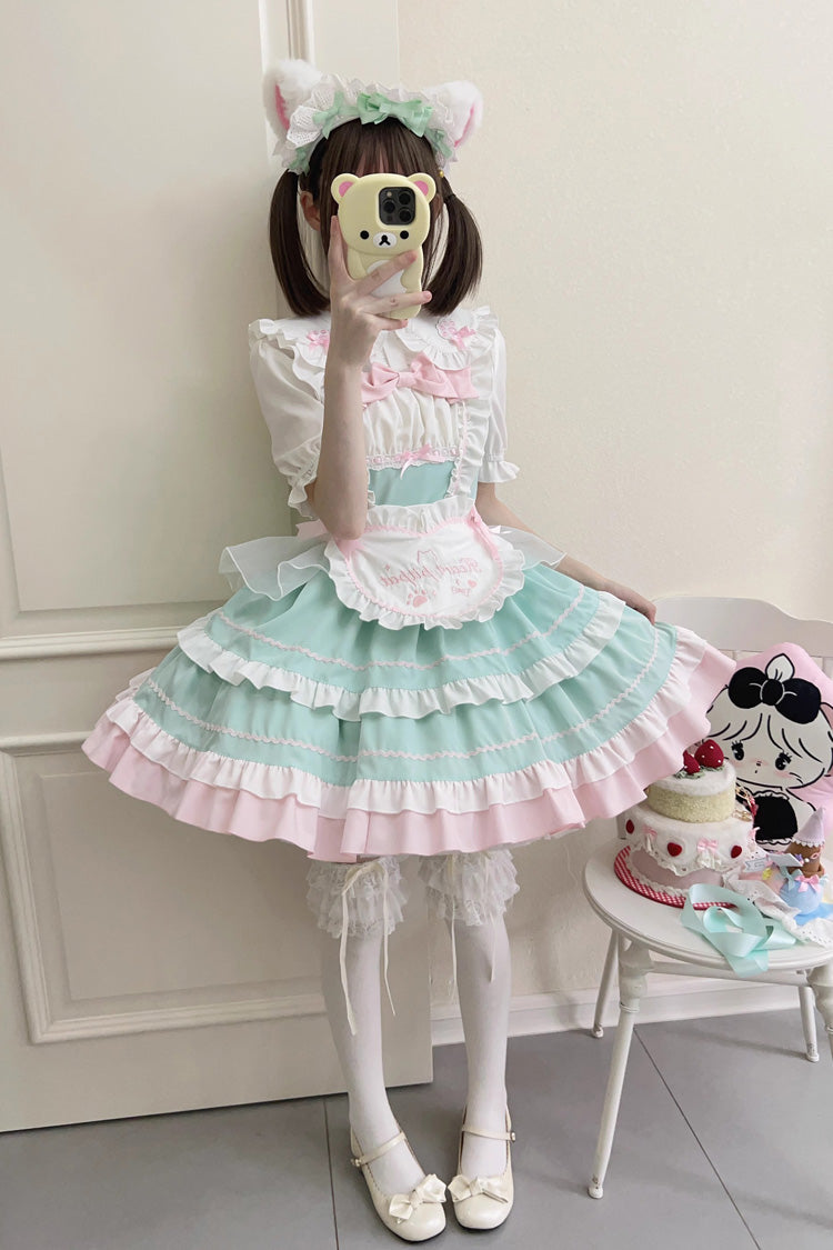 Cat-Ear Story Layered Ruffled Bowknot JSK Lolita Dress in Four Colors