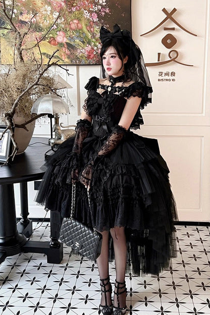 Jewelry Love Story Halterneck Ruffle Hanayome Bowknot Lace Gothic Lolita Dress