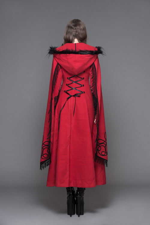 Winter Hand Embroidered Shawl Double Sided Long Gothic Coat for Women
