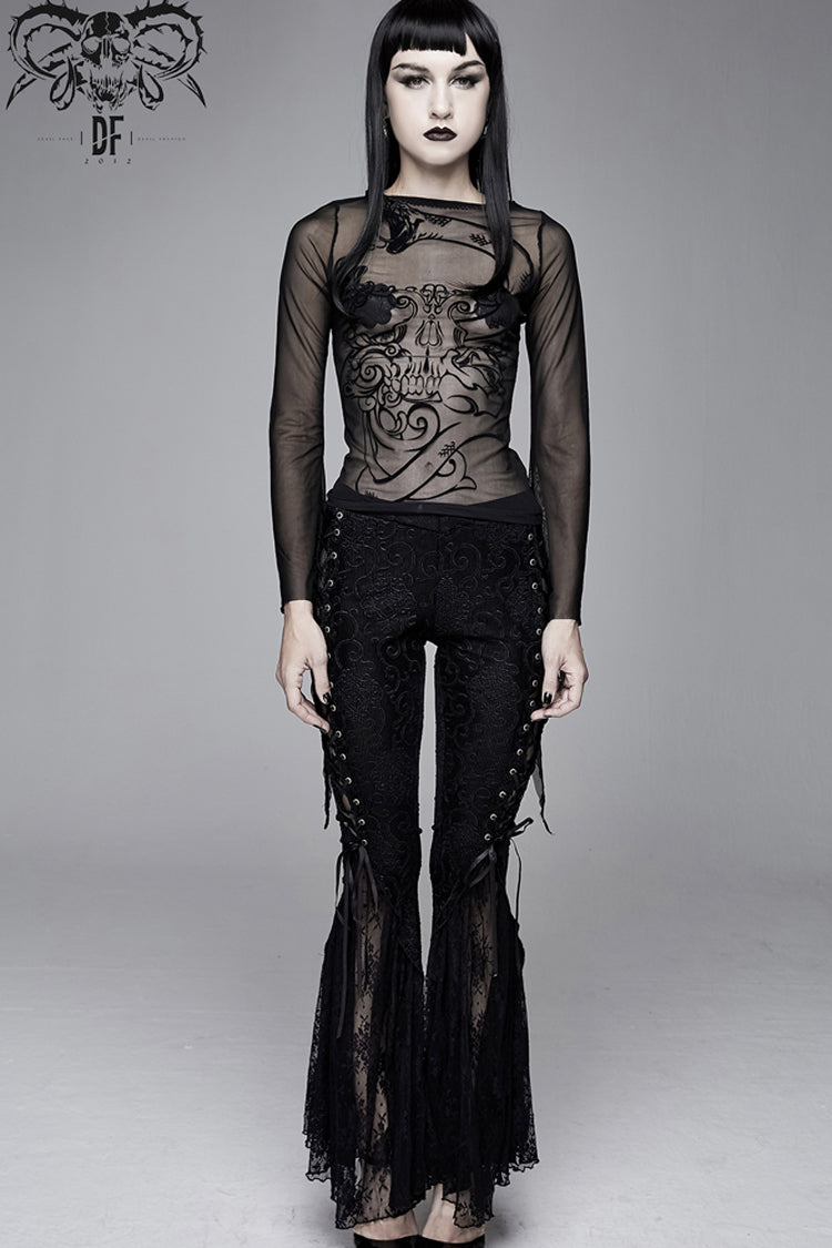 Gothic Shirt with Snake Flocking and Horn Sleeves