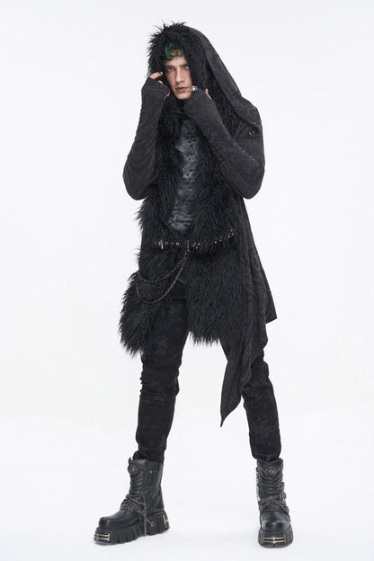 Gothic Hooded Coat with Multi-Chain Back Detail