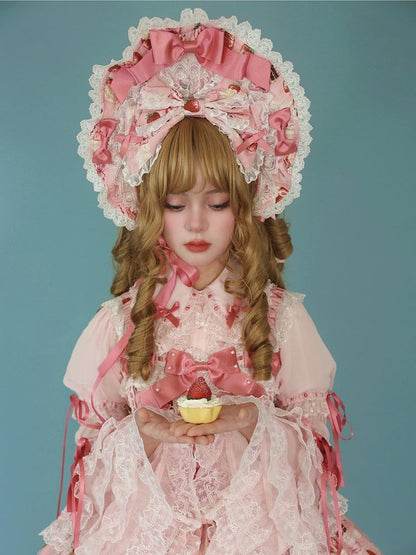 Pink / Yellow / White Sweet Lolita Bonnet